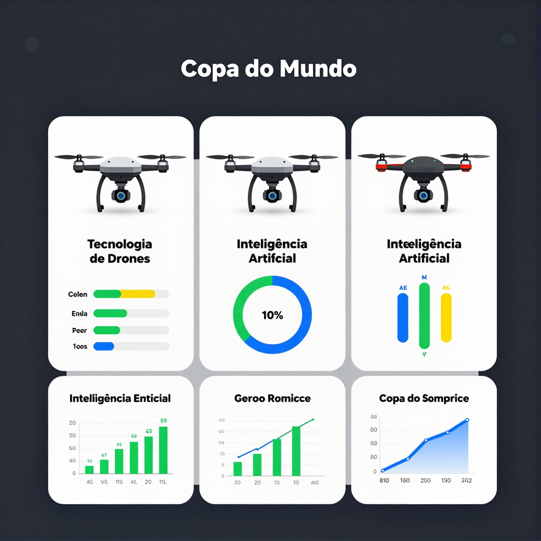 Infográfico - Copa do Mundo: Tecnologia de Drones, Inteligência Artificial e o Impacto Econômico das Big Techs