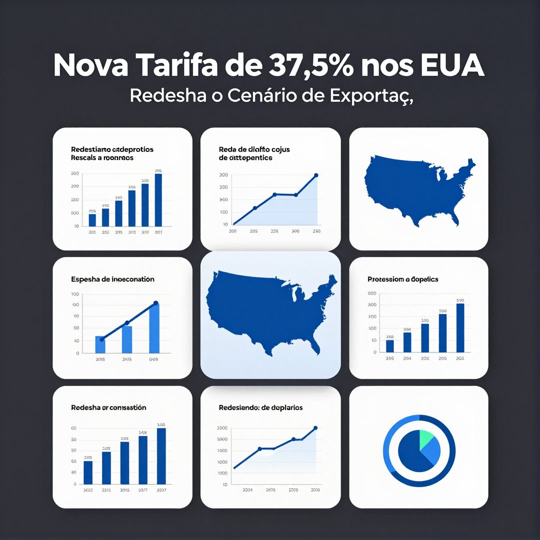 Infográfico - Nova Tarifa de 37,5% nos EUA Redesenha o Cenário de Exportação de Inteligência Artificial Brasileira