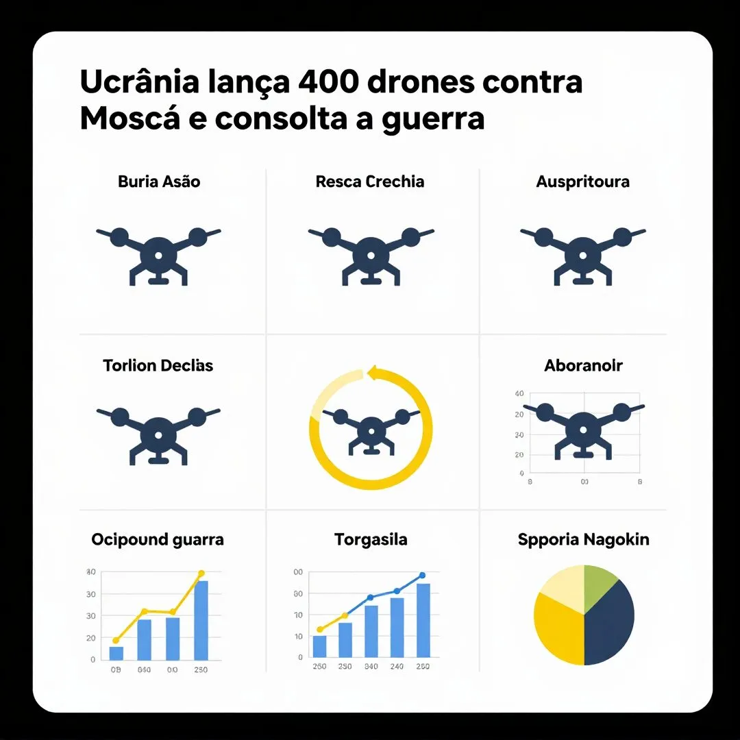 Infográfico - Ucrânia lança 400 drones contra Moscou e consolida a guerra de enxames inteligentes