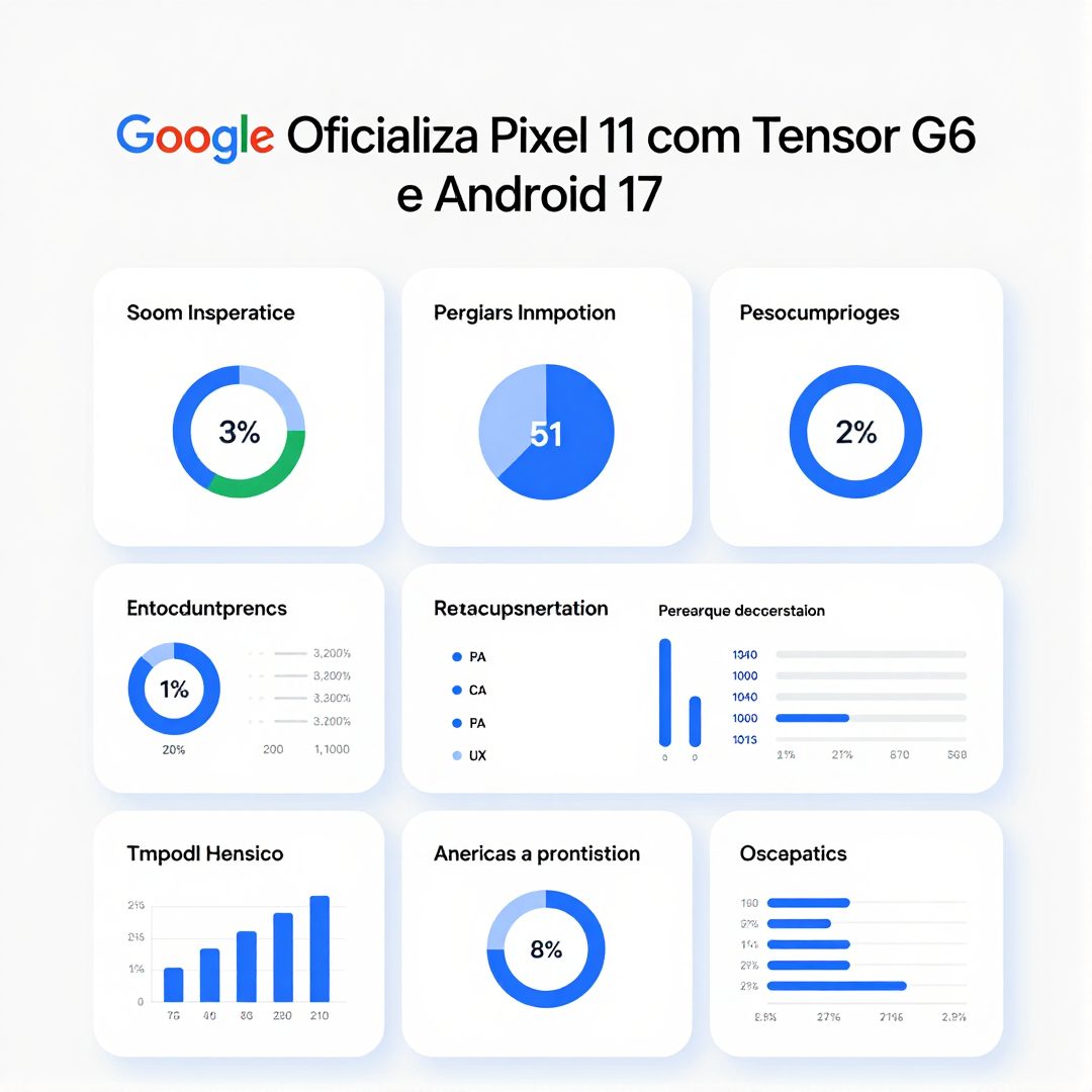 Infográfico - Google Oficializa Pixel 11 com Tensor G6 e Android 17: Revolução na Linha de Smartphones