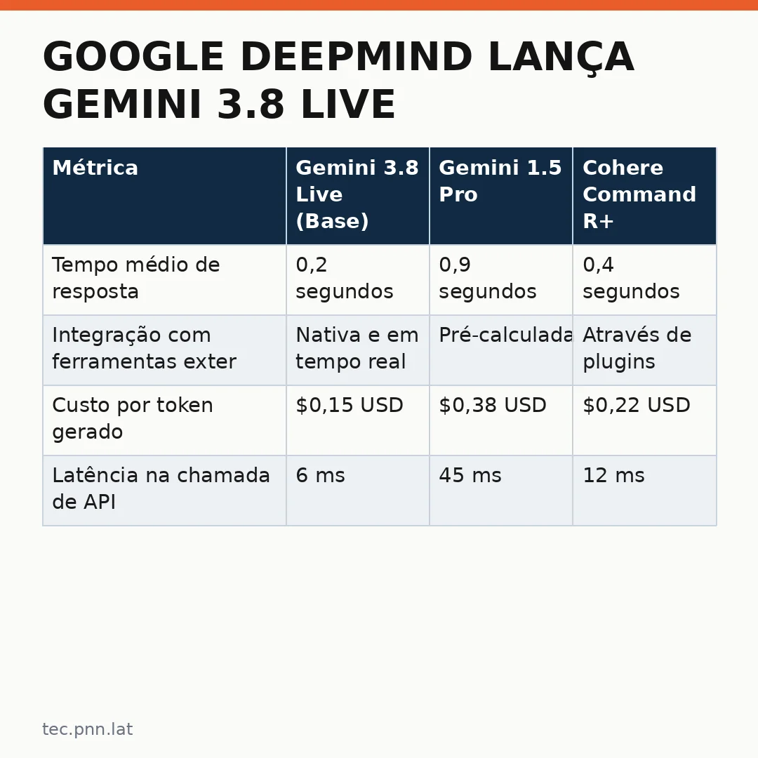 Infográfico - Google DeepMind Lança Gemini 3.8 Live: O Fim do Atraso na Resposta de Assistentes de IA