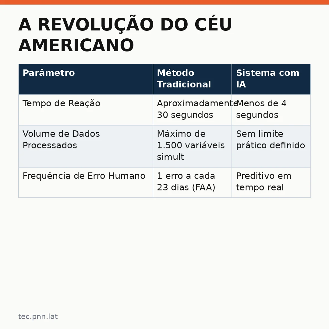 Infográfico - A Revolução do Céu Americano: Como Inteligência Artificial Redefine o Tráfego Aéreo