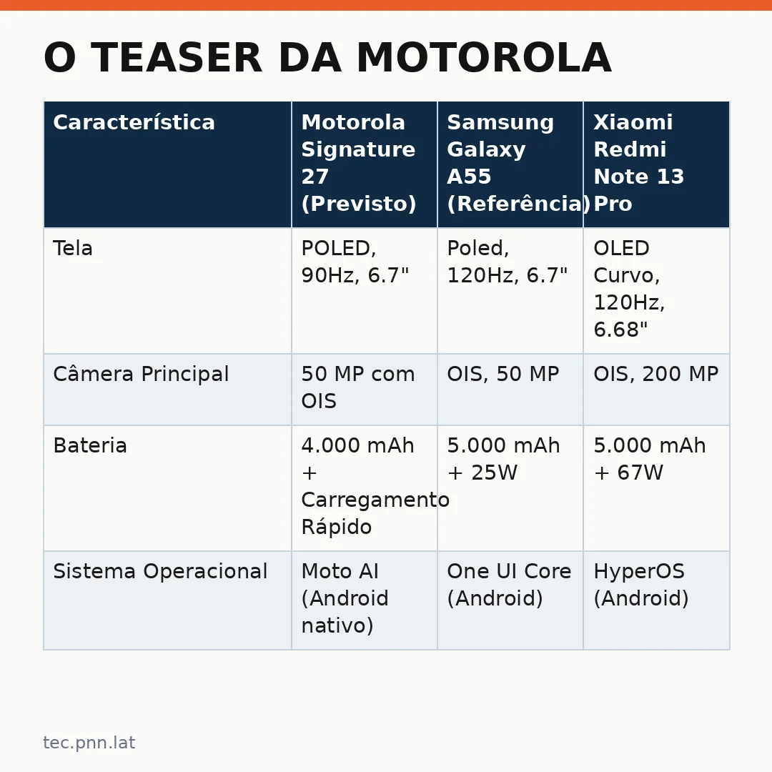 Infográfico - O Teaser da Motorola: Rumo ao Signature 27 no Mercado Global e Brasileiro