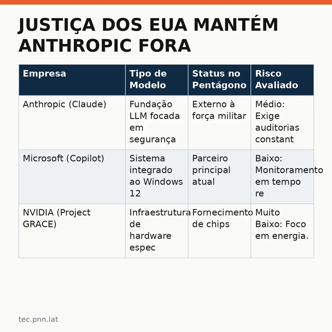 Infográfico - Justiça dos EUA mantém Anthropic fora do Pentágono após disputa sobre uso militar da tecnologia