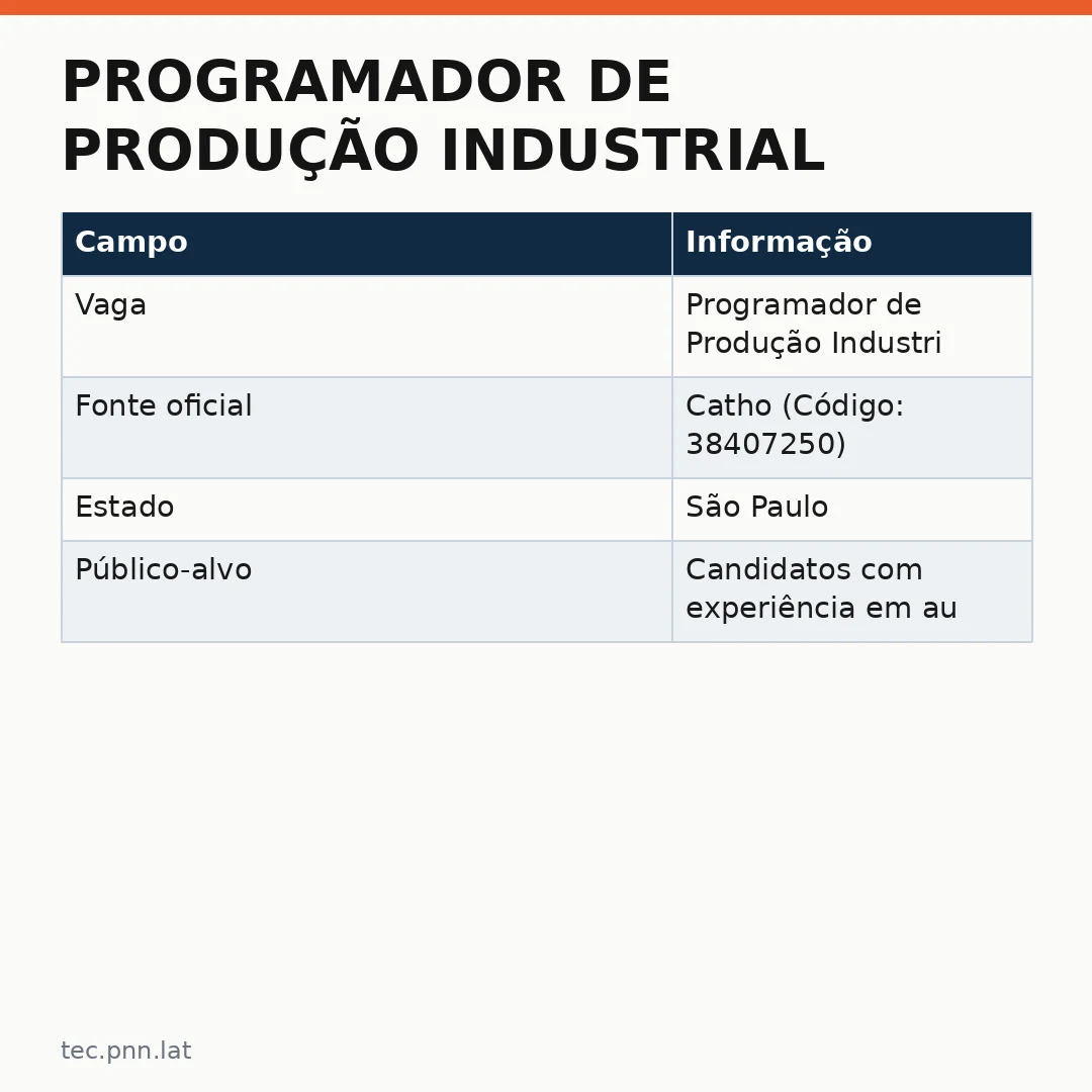 Infográfico - Programador de Produção Industrial: Guia Completo sobre a Vaga no Setor de Automação
