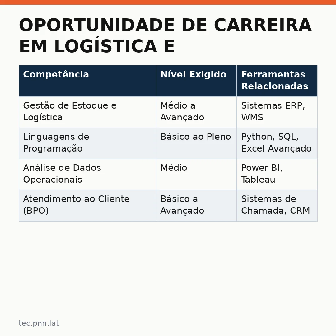 Infográfico - Oportunidade de Carreira em Logística e TI: Assistente de Logística Programação Administrativa