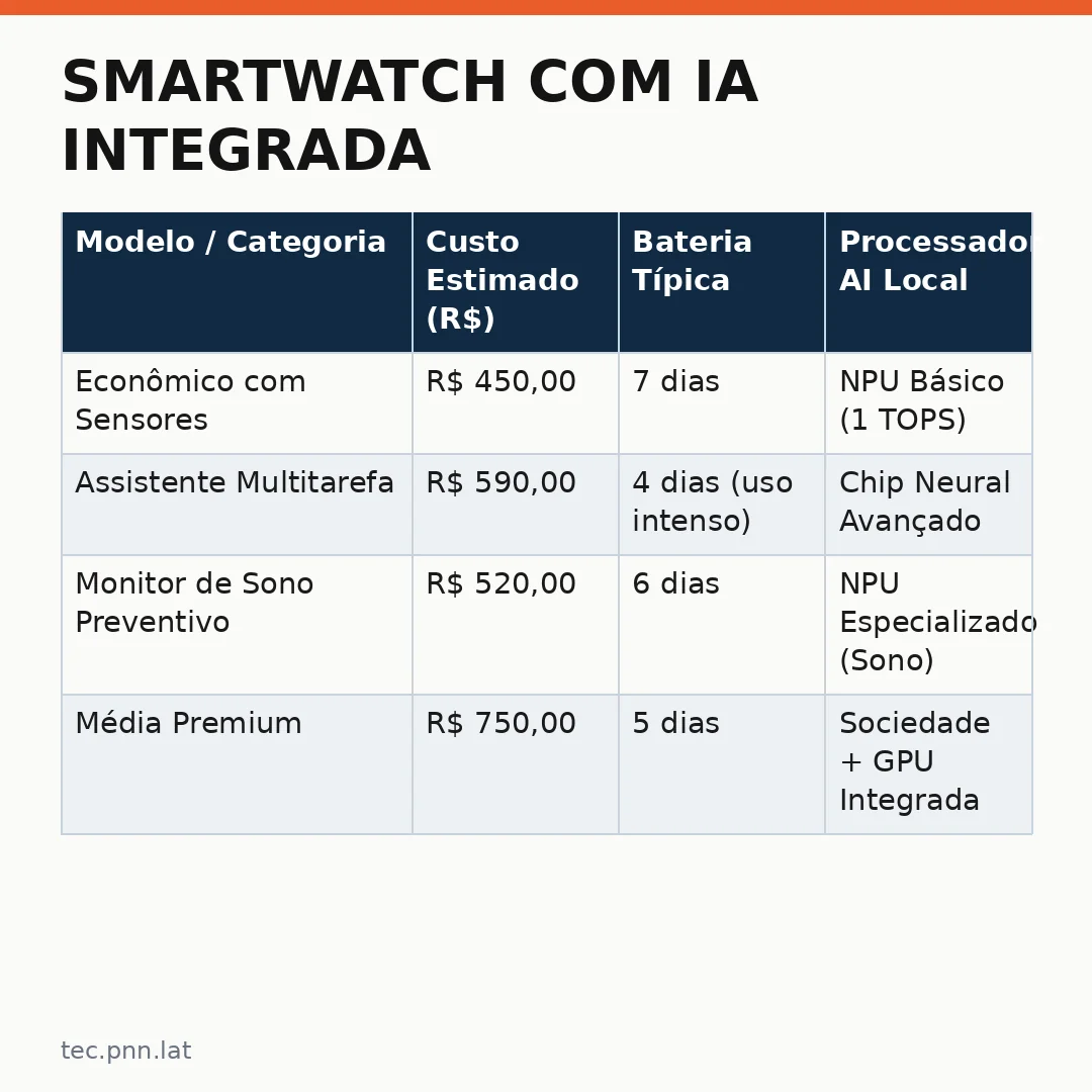 Infográfico - Smartwatch com IA integrada: três opções acessíveis que valem cada centavo para quem busca produtividade