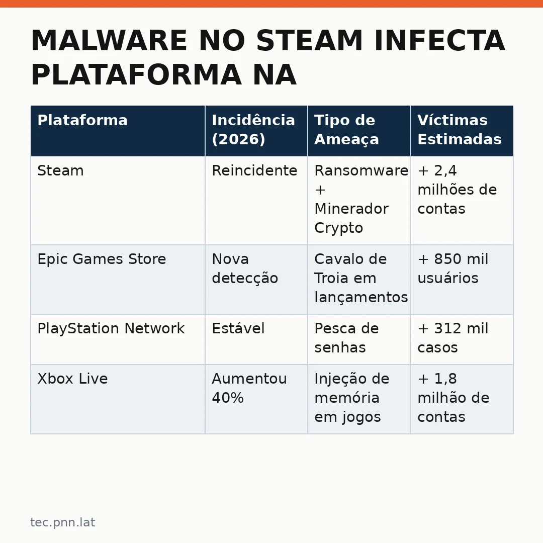 Infográfico - Malware no Steam infecta plataforma na segunda vez em 2026: o que a indústria de games precisa saber