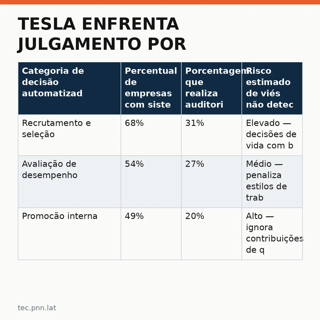 Infográfico - Tesla enfrenta julgamento por discriminação racial e o futuro da IA no trabalho