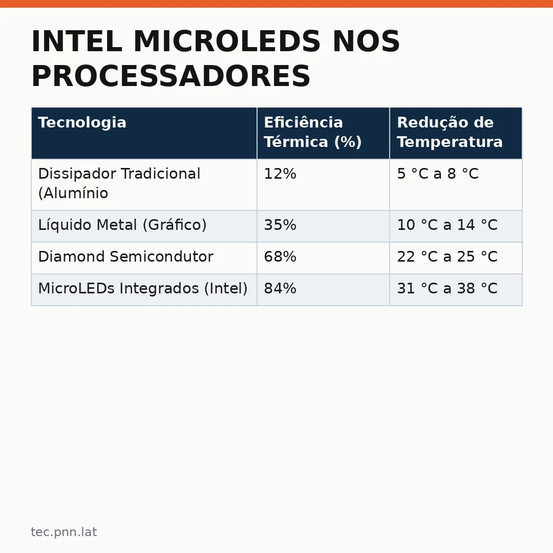 Infográfico - Intel microLEDs nos processadores tecnologia redefine o futuro da dissipação térmica