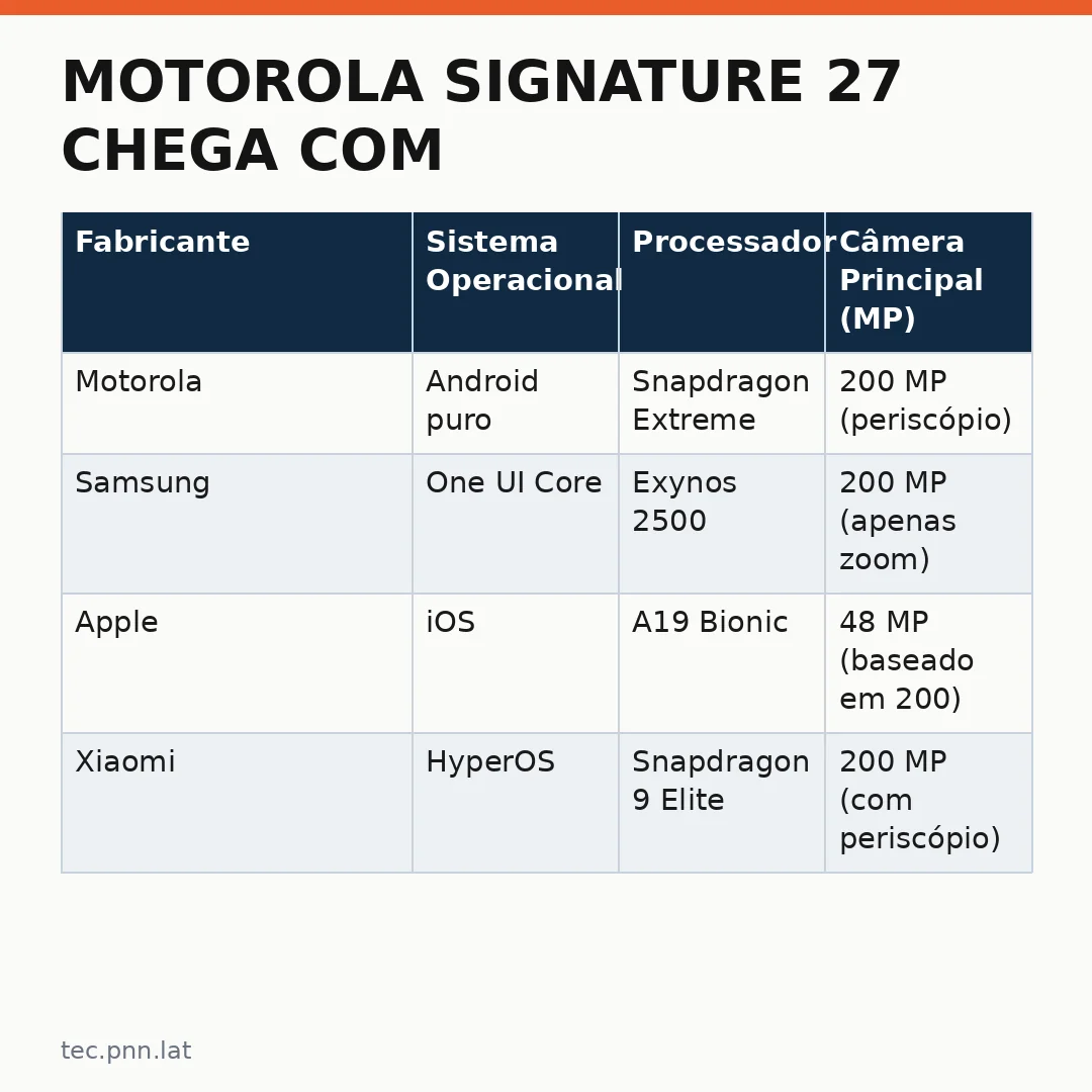 Infográfico - Motorola Signature 27 chega com Snapdragon Extreme e câmera de 200 megapixels: o que esperar do lançamento?
