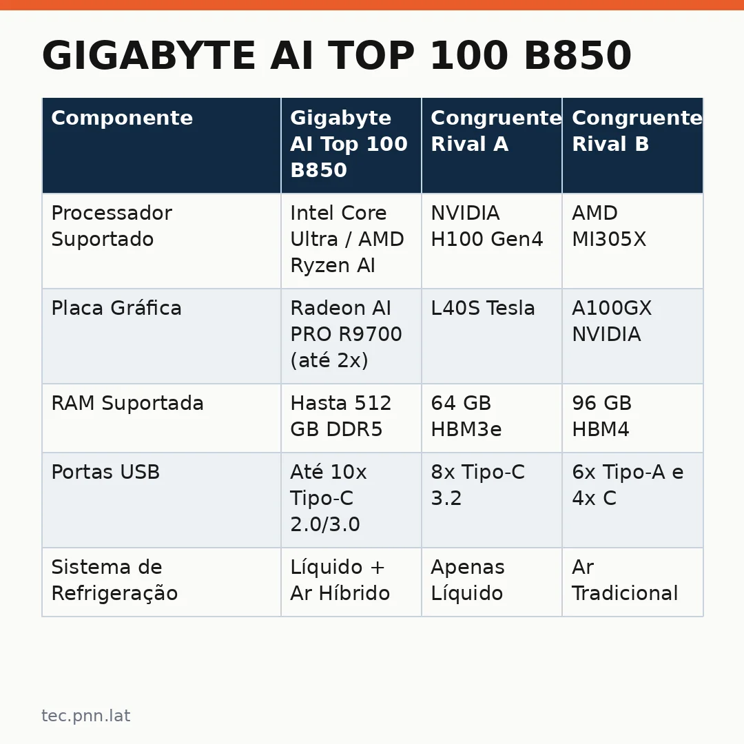 Infográfico - Gigabyte AI Top 100 B850: Workstation Potente para Desenvolvedores de IA Global