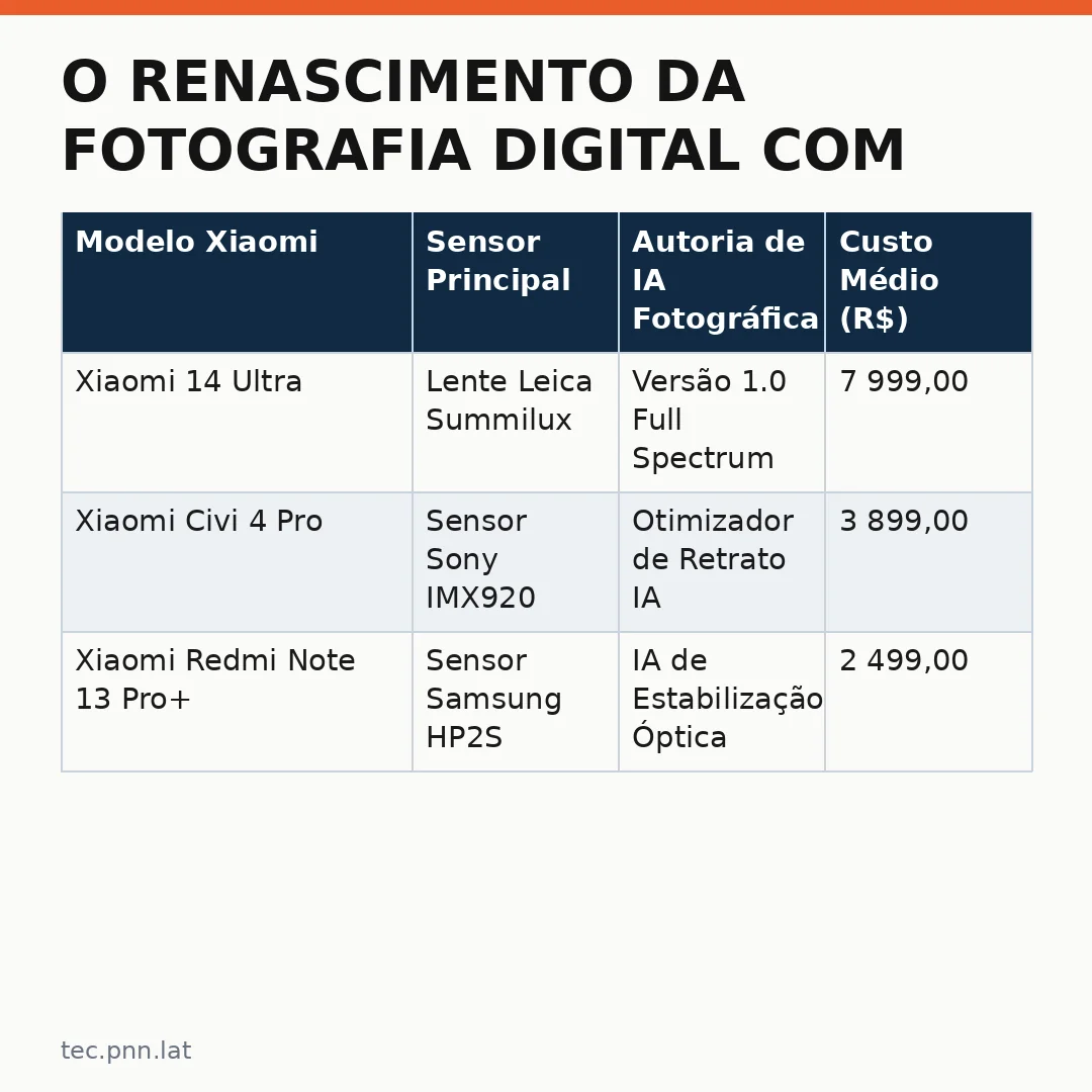 Infográfico - O Renascimento da Fotografia Digital com a Xiaomi Smartphones IA Avançada