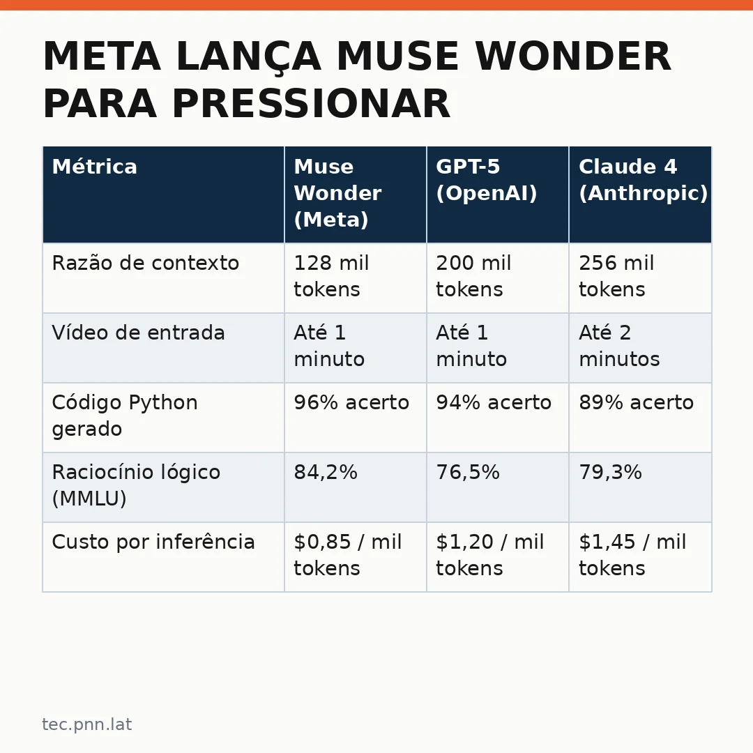 Infográfico - Meta lança Muse Wonder para pressionar OpenAI e Anthropic na corrida pela liderança da IA