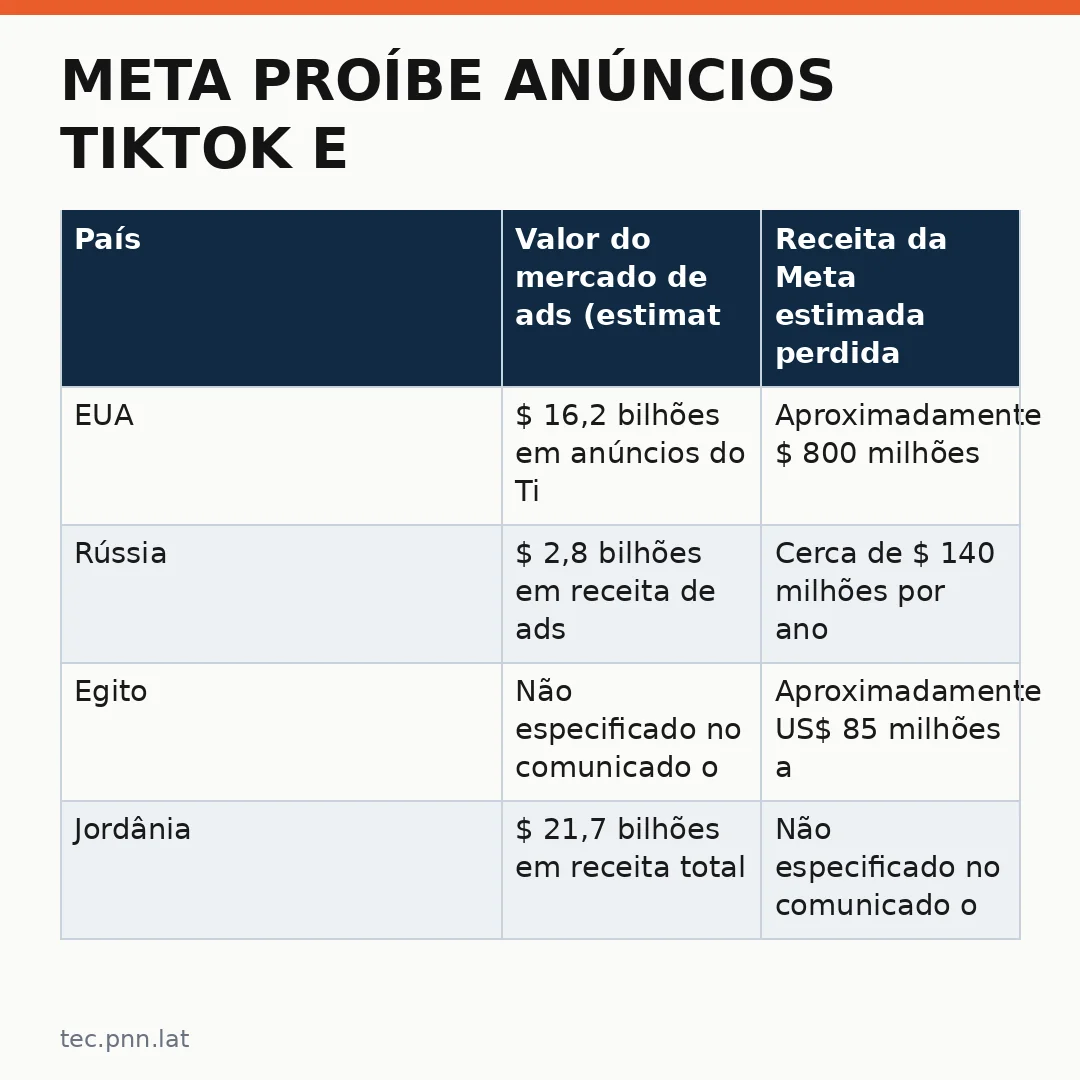 Infográfico - Meta proíbe anúncios TikTok e reestrutura o mercado de publicidade global